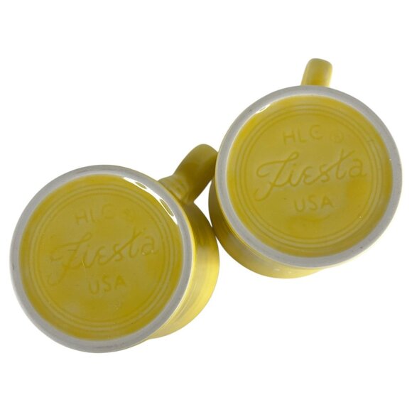 2 Fiesta Yellow Sunflower Ceramic Coffee Mugs O Ring Handle Cup 8 Ounce Unused - Picture 9 of 9